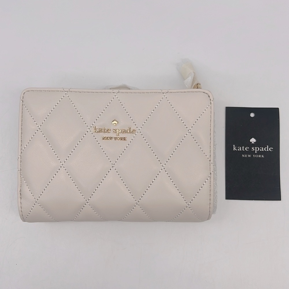 Kate Spade Carey Medium Compact Bifold Wallet Parchment